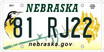 NE license plate 81RJ22