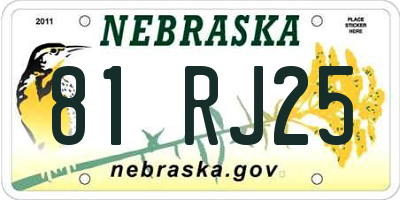 NE license plate 81RJ25