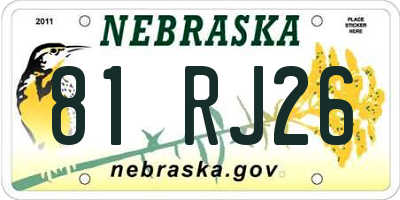NE license plate 81RJ26