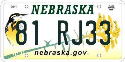NE license plate 81RJ33
