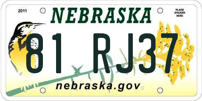 NE license plate 81RJ37