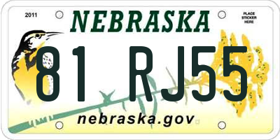 NE license plate 81RJ55