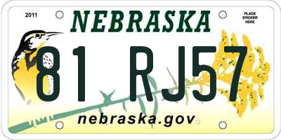 NE license plate 81RJ57