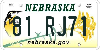 NE license plate 81RJ71