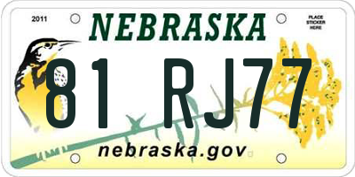 NE license plate 81RJ77