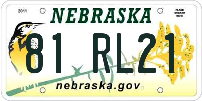 NE license plate 81RL21