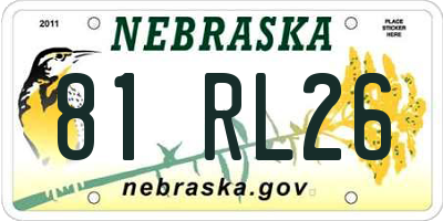 NE license plate 81RL26