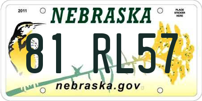 NE license plate 81RL57