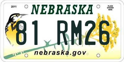 NE license plate 81RM26
