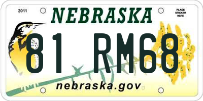 NE license plate 81RM68