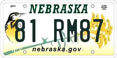 NE license plate 81RM87