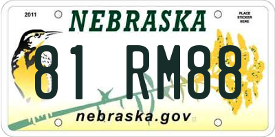 NE license plate 81RM88