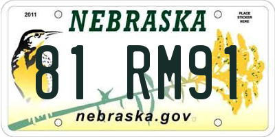NE license plate 81RM91