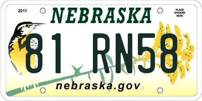 NE license plate 81RN58
