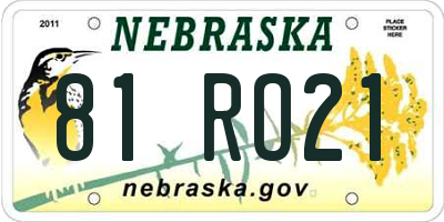 NE license plate 81RO21
