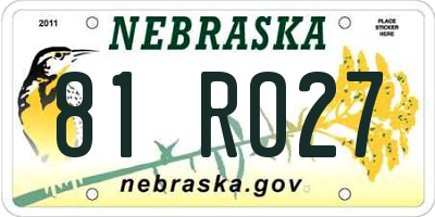 NE license plate 81RO27