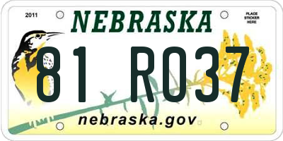 NE license plate 81RO37
