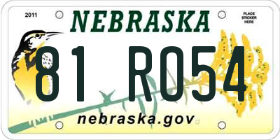 NE license plate 81RO54