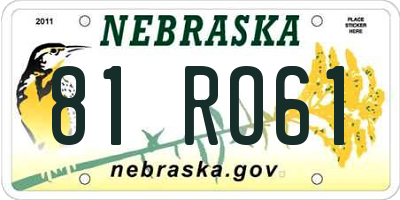 NE license plate 81RO61