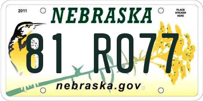 NE license plate 81RO77