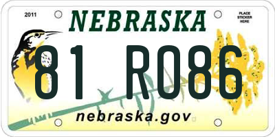 NE license plate 81RO86