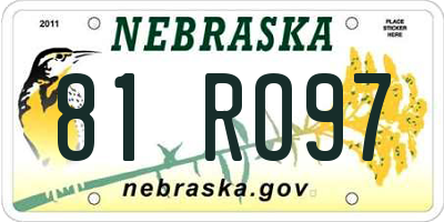 NE license plate 81RO97