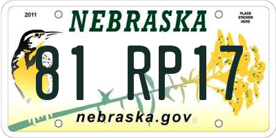 NE license plate 81RP17