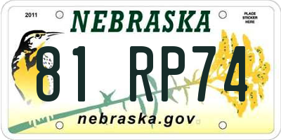 NE license plate 81RP74