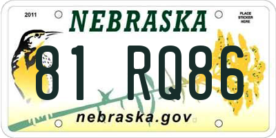 NE license plate 81RQ86