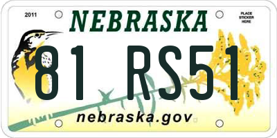 NE license plate 81RS51