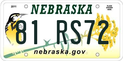 NE license plate 81RS72