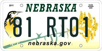 NE license plate 81RT01