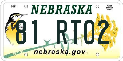 NE license plate 81RT02