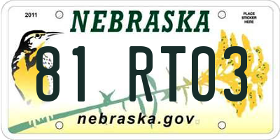 NE license plate 81RT03