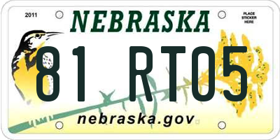 NE license plate 81RT05