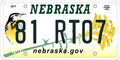 NE license plate 81RT07
