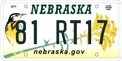 NE license plate 81RT17