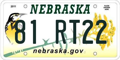 NE license plate 81RT22