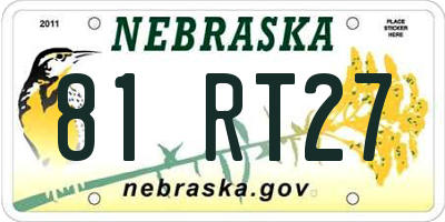NE license plate 81RT27