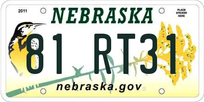 NE license plate 81RT31
