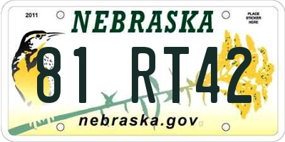 NE license plate 81RT42