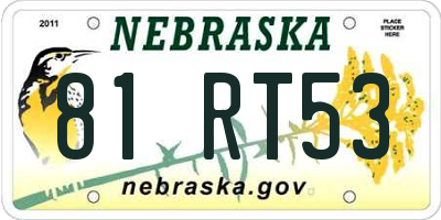 NE license plate 81RT53