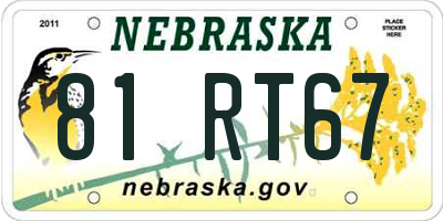 NE license plate 81RT67