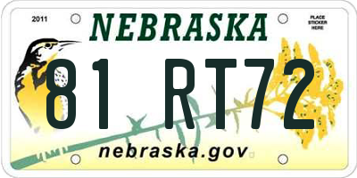NE license plate 81RT72