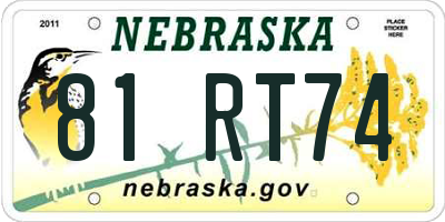NE license plate 81RT74