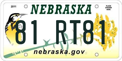 NE license plate 81RT81