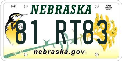 NE license plate 81RT83
