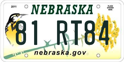 NE license plate 81RT84