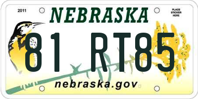 NE license plate 81RT85