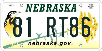 NE license plate 81RT86